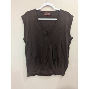 VINTAGE 1980s Men's lightweight brown sweater vest by Kingsport size Large